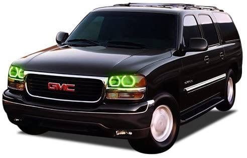 2000-2006 GMC Yukon LED Multicolor Halo Kit - RGB Halo Kits Multicolor Flow Series Color Chasing RGBWA LED headlight kit Colorshift Oracle Lighting Trendz OneUpLighting Morimoto theretrofitsource AutoLEDTech Diode Dynamics