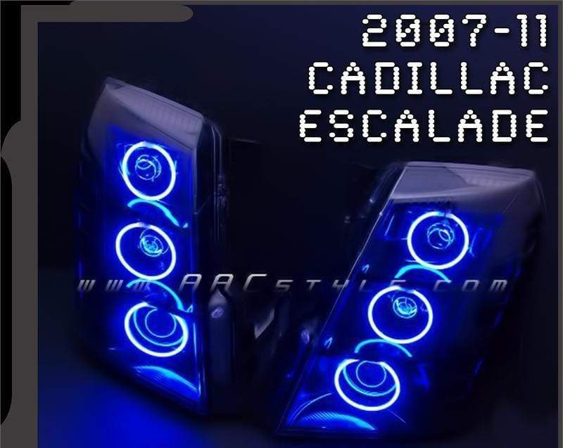 2007-2013 Cadillac Escalade Multicolor Halo Kit - RGB Halo Kits Multicolor Flow Series Color Chasing RGBWA LED headlight kit Colorshift Oracle Lighting Trendz OneUpLighting Morimoto theretrofitsource AutoLEDTech Diode Dynamics