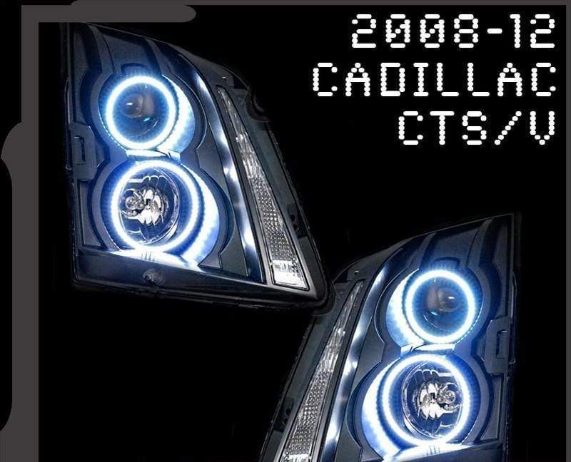 2008-2013 Cadillac CTS/CTS-V Sedan Multicolor Halo Kit - RGB Halo Kits Multicolor Flow Series Color Chasing RGBWA LED headlight kit Colorshift Oracle Lighting Trendz OneUpLighting Morimoto theretrofitsource AutoLEDTech Diode Dynamics