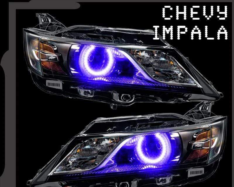 2014-2017 Chevrolet Impala Projector Multicolor Halo Kit - RGB Halo Kits Multicolor Flow Series Color Chasing RGBWA LED headlight kit Oracle Lighting Trendz OneUpLighting Morimoto theretrofitsource AutoLEDTech Diode Dynamics