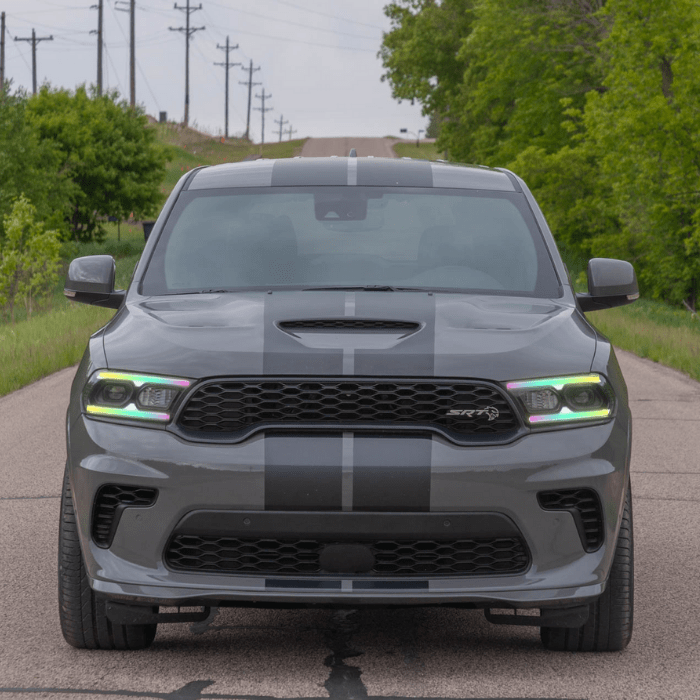 2021-2024 Dodge Durango Multicolor DRL Strips - RGB Halo Kits Multicolor Flow Series Color Chasing RGBWA LED headlight kit Colorshift Oracle Lighting Trendz OneUpLighting Morimoto theretrofitsource AutoLEDTech Diode Dynamics