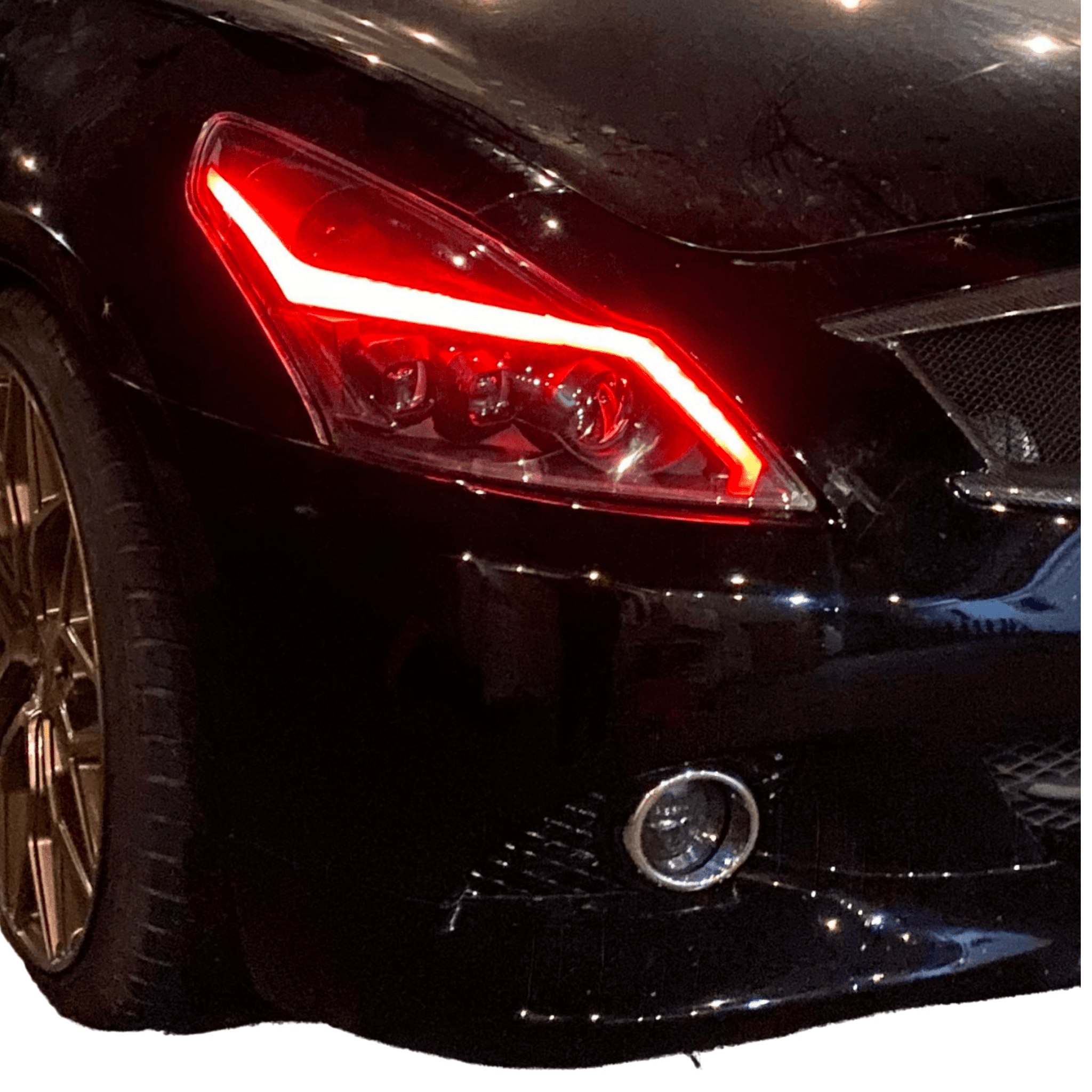 2010-2013 Infiniti G37 Sedan Spyder Headlights Multicolor DRL Boards - RGB Halo Kits Multicolor Flow Series Color Chasing RGBWA LED headlight kit Colorshift Oracle Lighting Trendz OneUpLighting Morimoto theretrofitsource AutoLEDTech Diode Dynamics