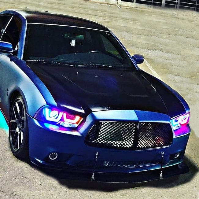 2011-2014 Dodge Charger Flow Series/Color Chasing DRL Boards (for Spec-D Headlights) - RGB Halo Kits Multicolor Flow Series Color Chasing RGBWA LED headlight kit Colorshift Oracle Lighting Trendz OneUpLighting Morimoto theretrofitsource AutoLEDTech Diode Dynamics