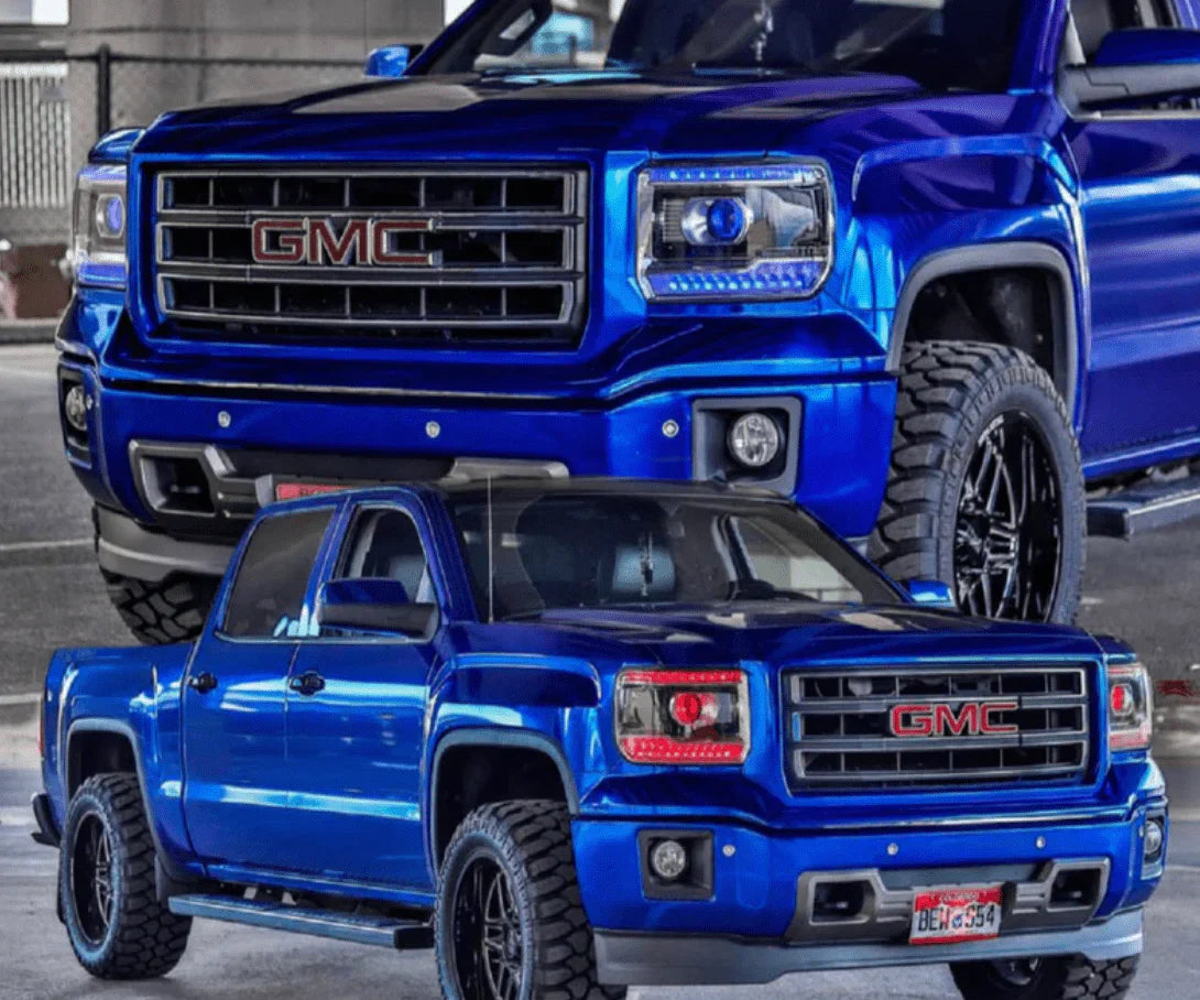 2014-2015 GMC Sierra RGBW DRL Boards - RGB Halo Kits Multicolor Flow Series Color Chasing RGBWA LED headlight kit Oracle Lighting Trendz OneUpLighting Morimoto theretrofitsource AutoLEDTech Diode Dynamics