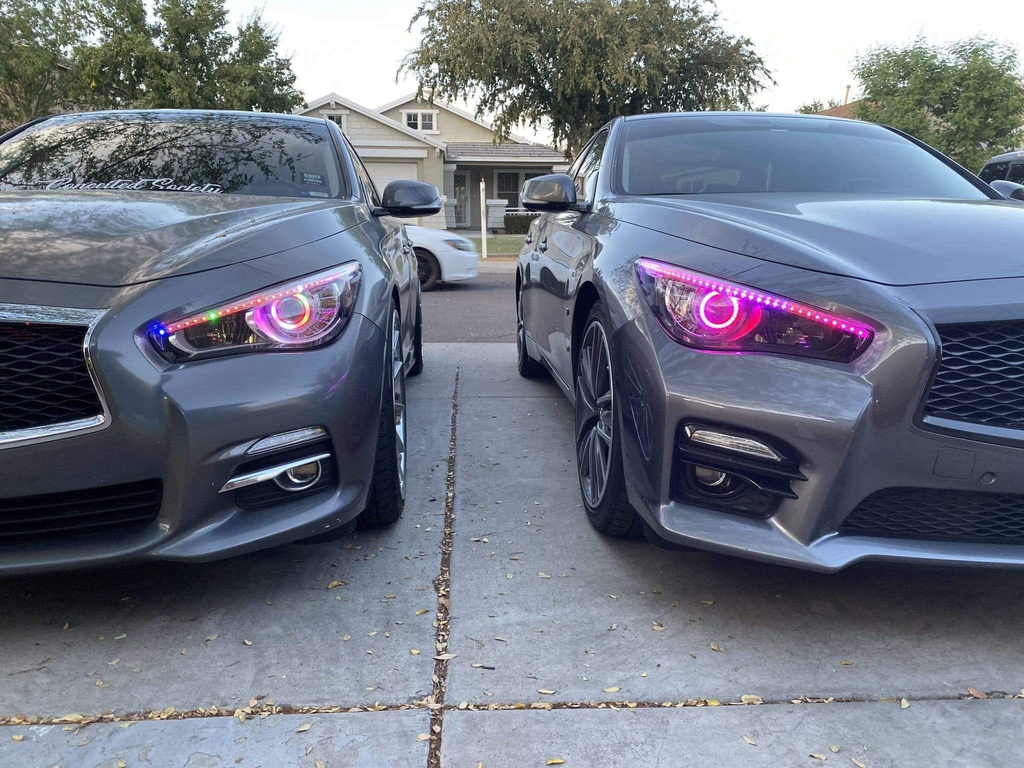 2014-2023 Infiniti Q50 Multicolor DRL Boards - RGB Halo Kits Multicolor Flow Series Color Chasing RGBWA LED headlight kit Oracle Lighting Trendz OneUpLighting Morimoto theretrofitsource AutoLEDTech Diode Dynamics