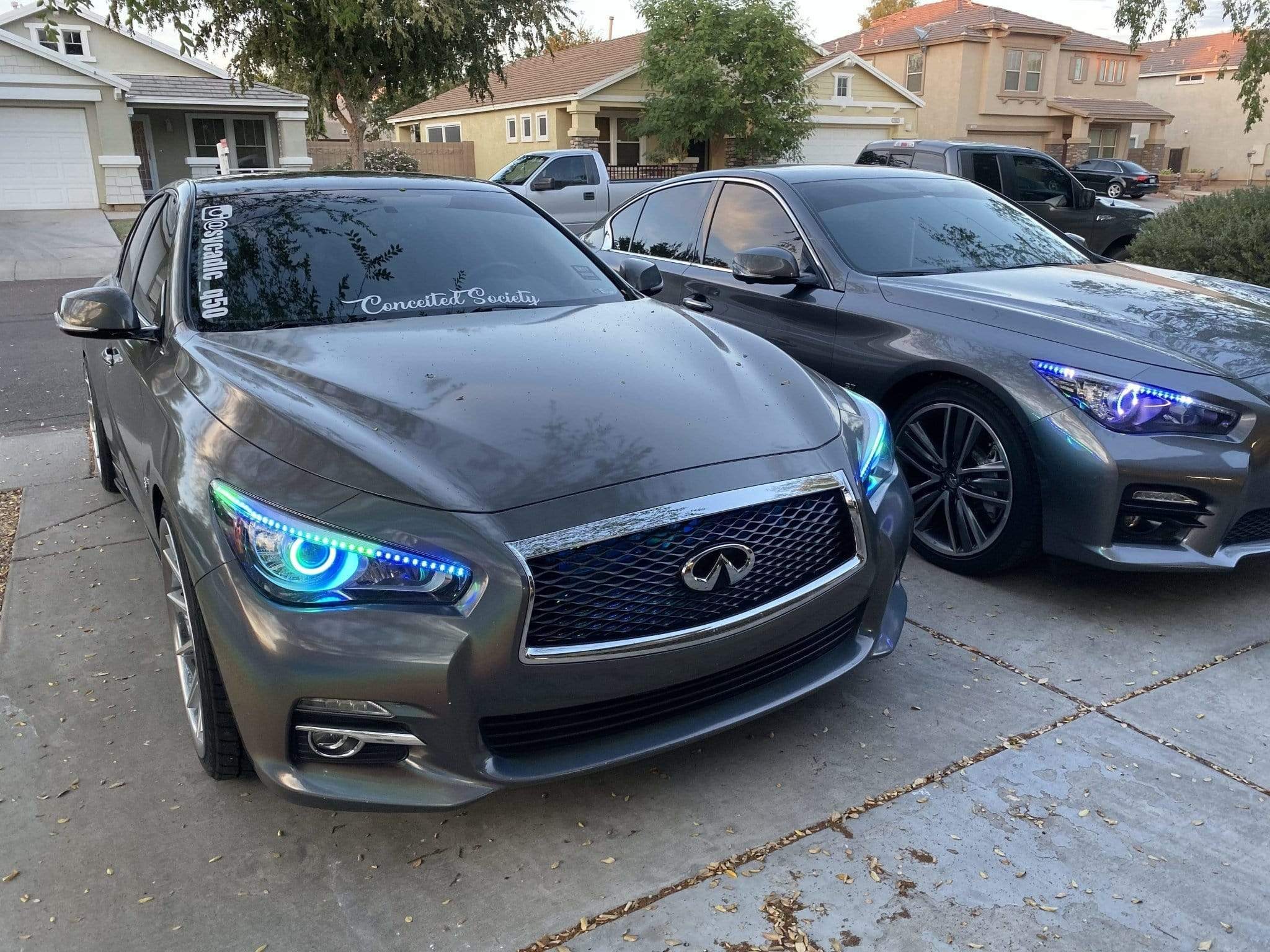 2014-2023 Infiniti Q50 Multicolor DRL Boards - RGB Halo Kits Multicolor Flow Series Color Chasing RGBWA LED headlight kit Oracle Lighting Trendz OneUpLighting Morimoto theretrofitsource AutoLEDTech Diode Dynamics