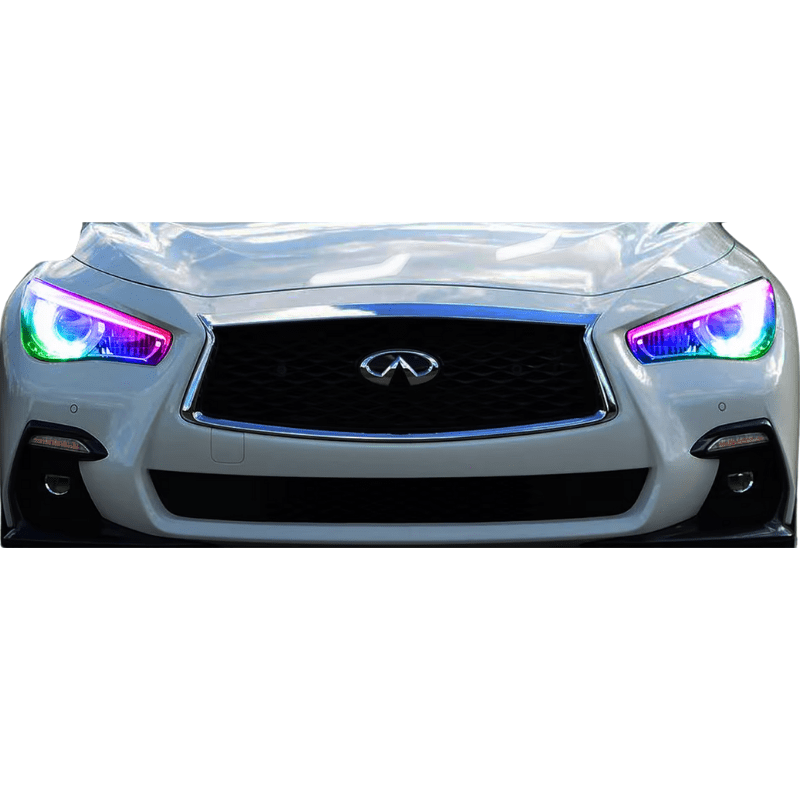 2014-2023 Infiniti Q50 Multicolor DRL Boards - RGB Halo Kits Multicolor Flow Series Color Chasing RGBWA LED headlight kit Oracle Lighting Trendz OneUpLighting Morimoto theretrofitsource AutoLEDTech Diode Dynamics