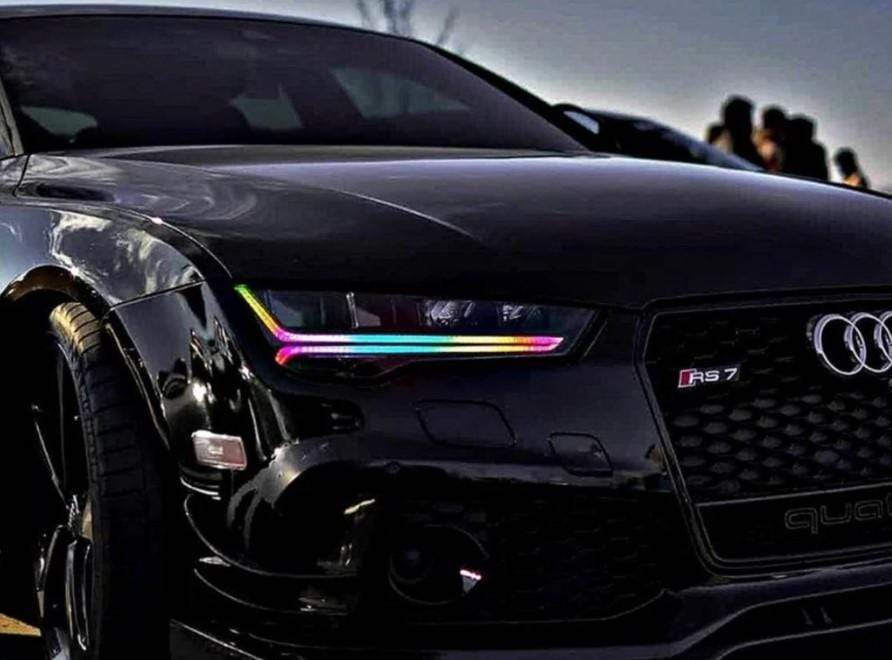 2015-2017 Audi A7/RS7 Flow Series/Color Chasing DRL Boards - RGB Halo Kits Multicolor Flow Series Color Chasing RGBWA LED headlight kit Oracle Lighting Trendz OneUpLighting Morimoto theretrofitsource AutoLEDTech Diode Dynamics