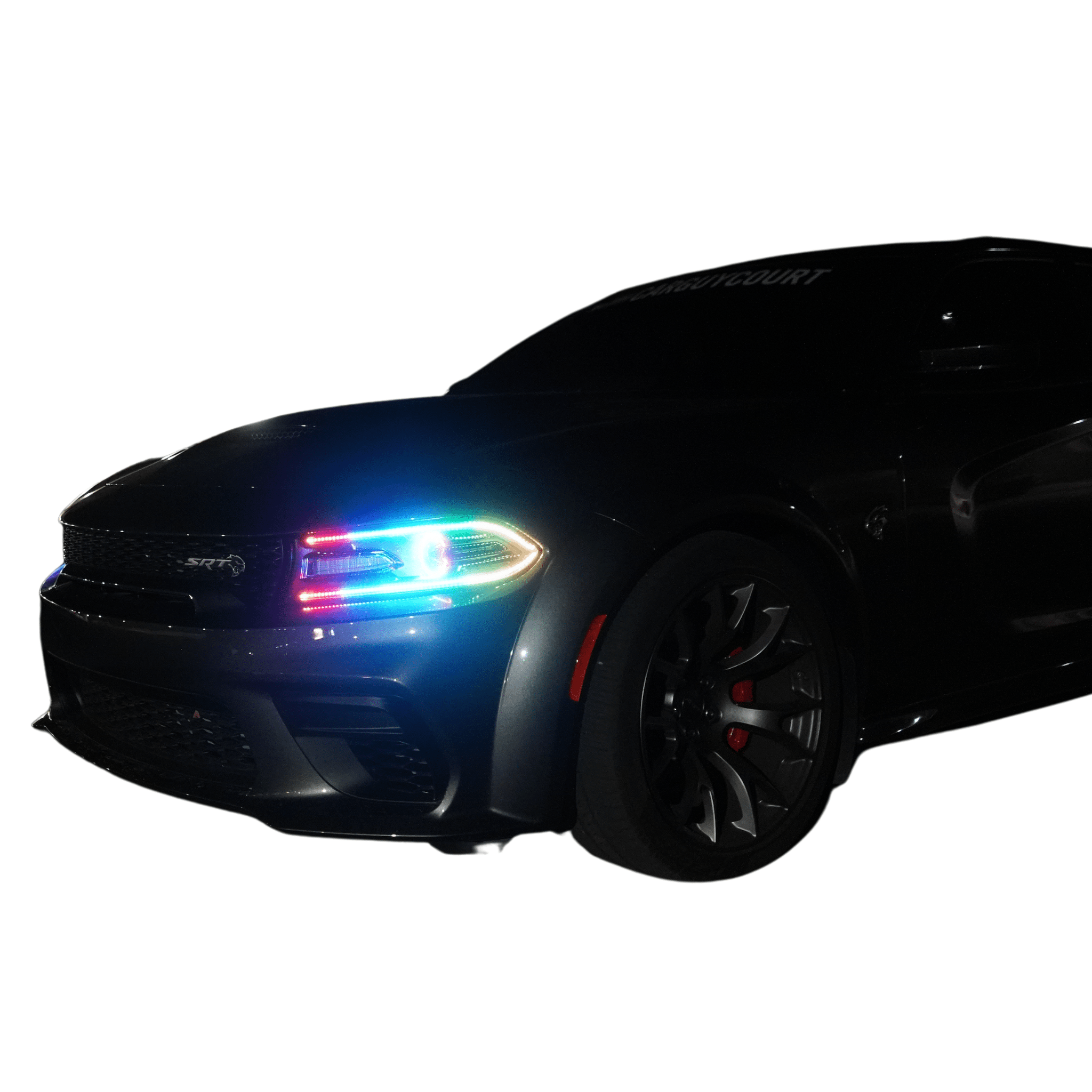 2015-2023 Dodge Charger Flow Series DRL Boards - RGB Halo Kits Multicolor Flow Series Color Chasing RGBWA LED headlight kit Oracle Lighting Trendz OneUpLighting Morimoto theretrofitsource AutoLEDTech Diode Dynamics