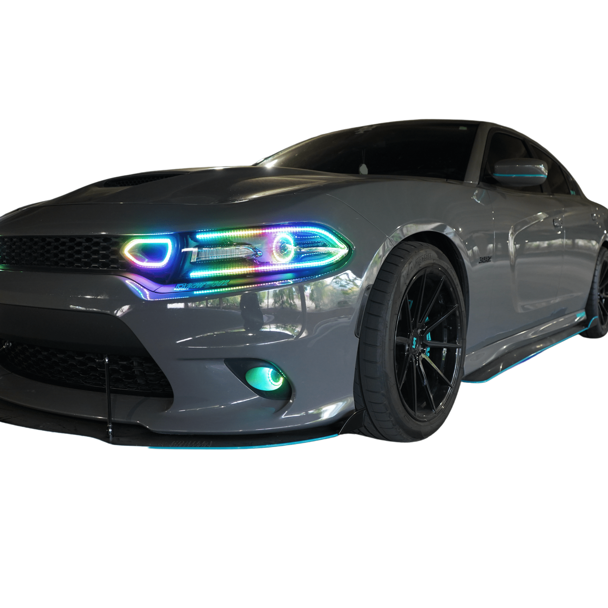 2015-2023 Dodge Charger Flow Series DRL Boards - RGB Halo Kits Multicolor Flow Series Color Chasing RGBWA LED headlight kit Oracle Lighting Trendz OneUpLighting Morimoto theretrofitsource AutoLEDTech Diode Dynamics