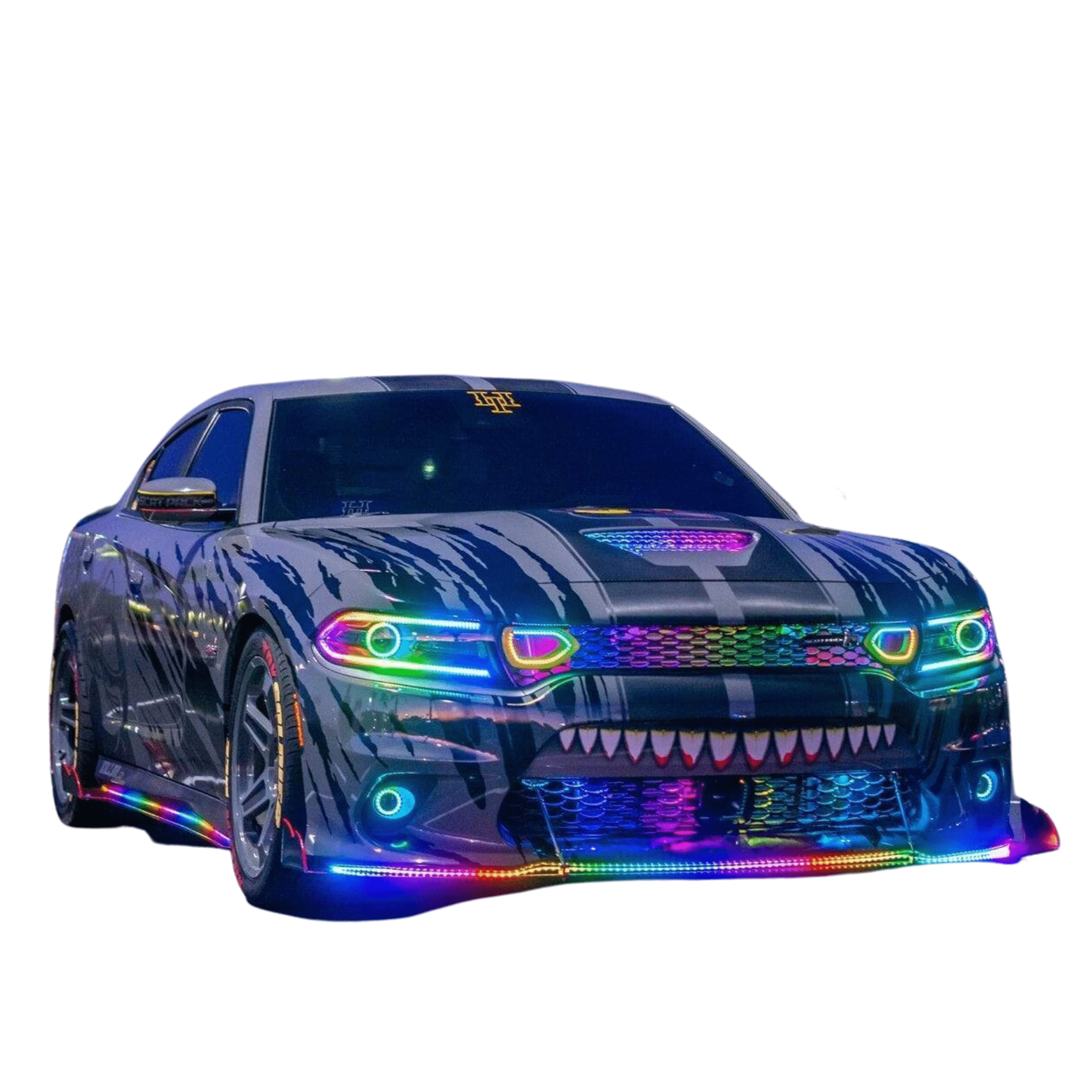 2015-2023 Dodge Charger Flow Series DRL Boards - RGB Halo Kits Multicolor Flow Series Color Chasing RGBWA LED headlight kit Oracle Lighting Trendz OneUpLighting Morimoto theretrofitsource AutoLEDTech Diode Dynamics