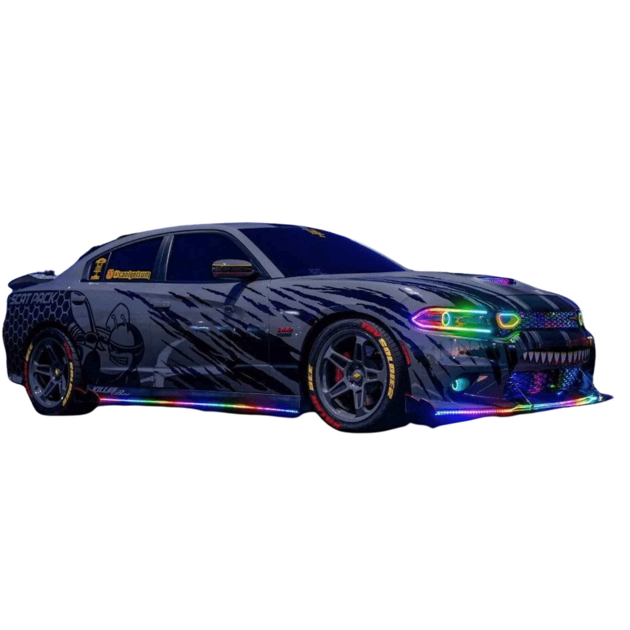 2015-2023 Dodge Charger Flow Series DRL Boards - RGB Halo Kits Multicolor Flow Series Color Chasing RGBWA LED headlight kit Oracle Lighting Trendz OneUpLighting Morimoto theretrofitsource AutoLEDTech Diode Dynamics