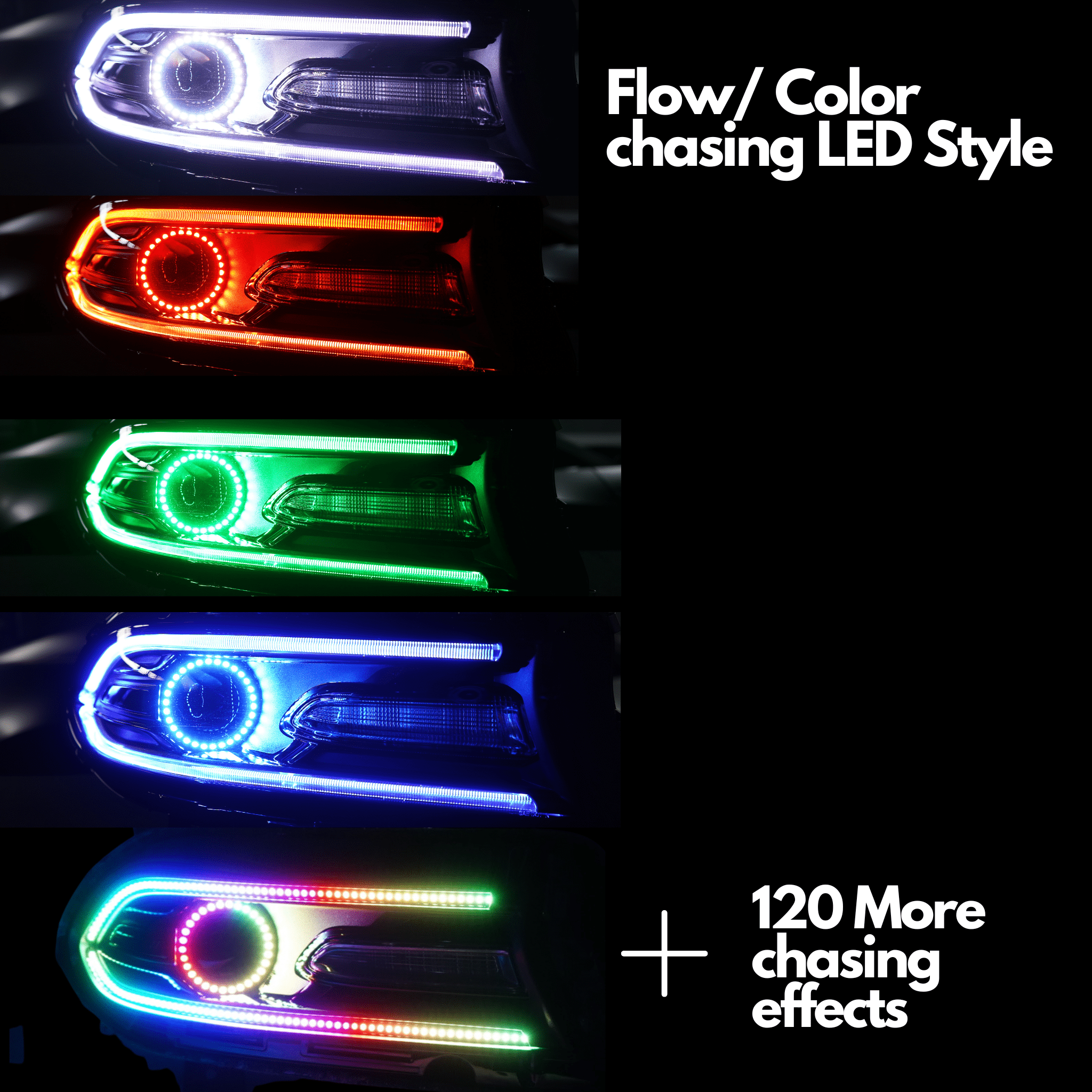 RGB Halo Kits DRL Boards 2015-2022 Dodge Charger Flow Series Color Chasing DRL Headlight Kit