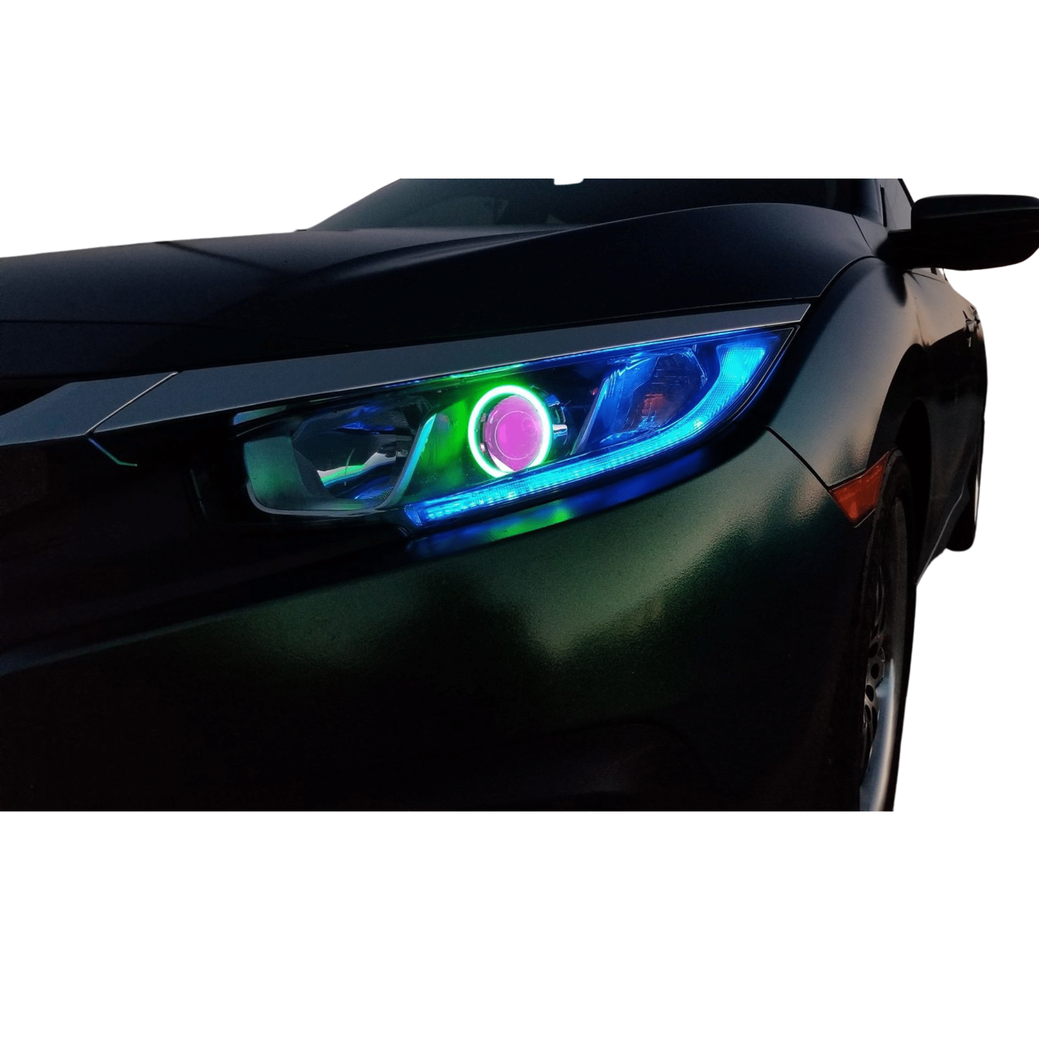 2016-2023 Honda Civic Multicolor DRL Boards - RGB Halo Kits Multicolor Flow Series Color Chasing RGBWA LED headlight kit Oracle Lighting Trendz OneUpLighting Morimoto theretrofitsource AutoLEDTech Diode Dynamics