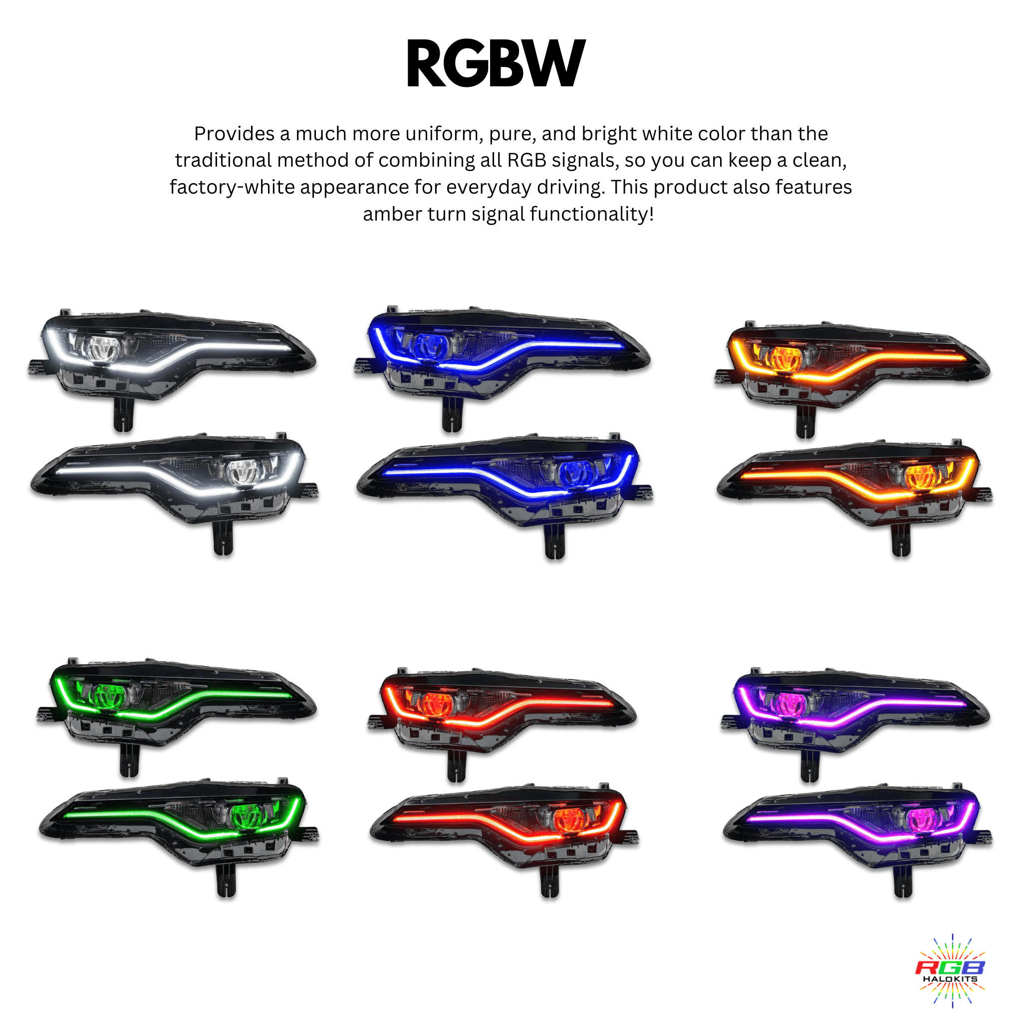 2019-2023 Chevrolet Camaro RS/SS RGBW DRL Boards - RGB Halo Kits Multicolor Flow Series Color Chasing RGBWA LED headlight kit Oracle Lighting Trendz OneUpLighting Morimoto theretrofitsource AutoLEDTech Diode Dynamics