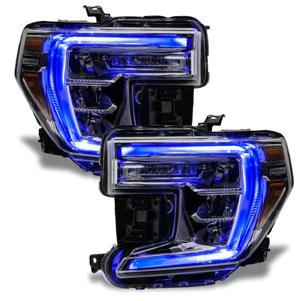 2019-2021 GMC Sierra 1500 RGBW DRL Boards - RGB Halo Kits Multicolor Flow Series Color Chasing RGBWA LED headlight kit Oracle Lighting Trendz OneUpLighting Morimoto theretrofitsource AutoLEDTech Diode Dynamics