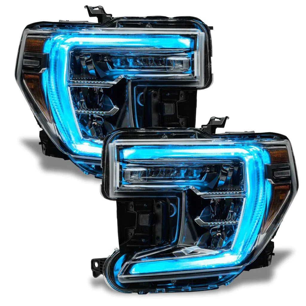 2019-2021 GMC Sierra 1500 RGBW DRL Boards - RGB Halo Kits Multicolor Flow Series Color Chasing RGBWA LED headlight kit Oracle Lighting Trendz OneUpLighting Morimoto theretrofitsource AutoLEDTech Diode Dynamics