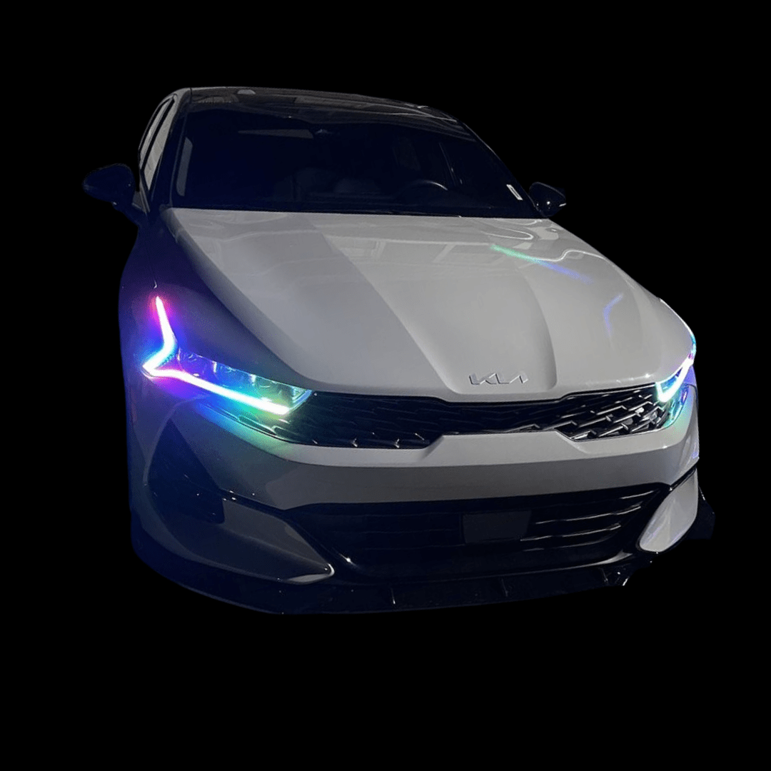 2021+ Kia K5 Flow Series/Color Chasing DRL Boards - RGB Halo Kits Multicolor Flow Series Color Chasing RGBWA LED headlight kit Colorshift Oracle Lighting Trendz OneUpLighting Morimoto theretrofitsource AutoLEDTech Diode Dynamics