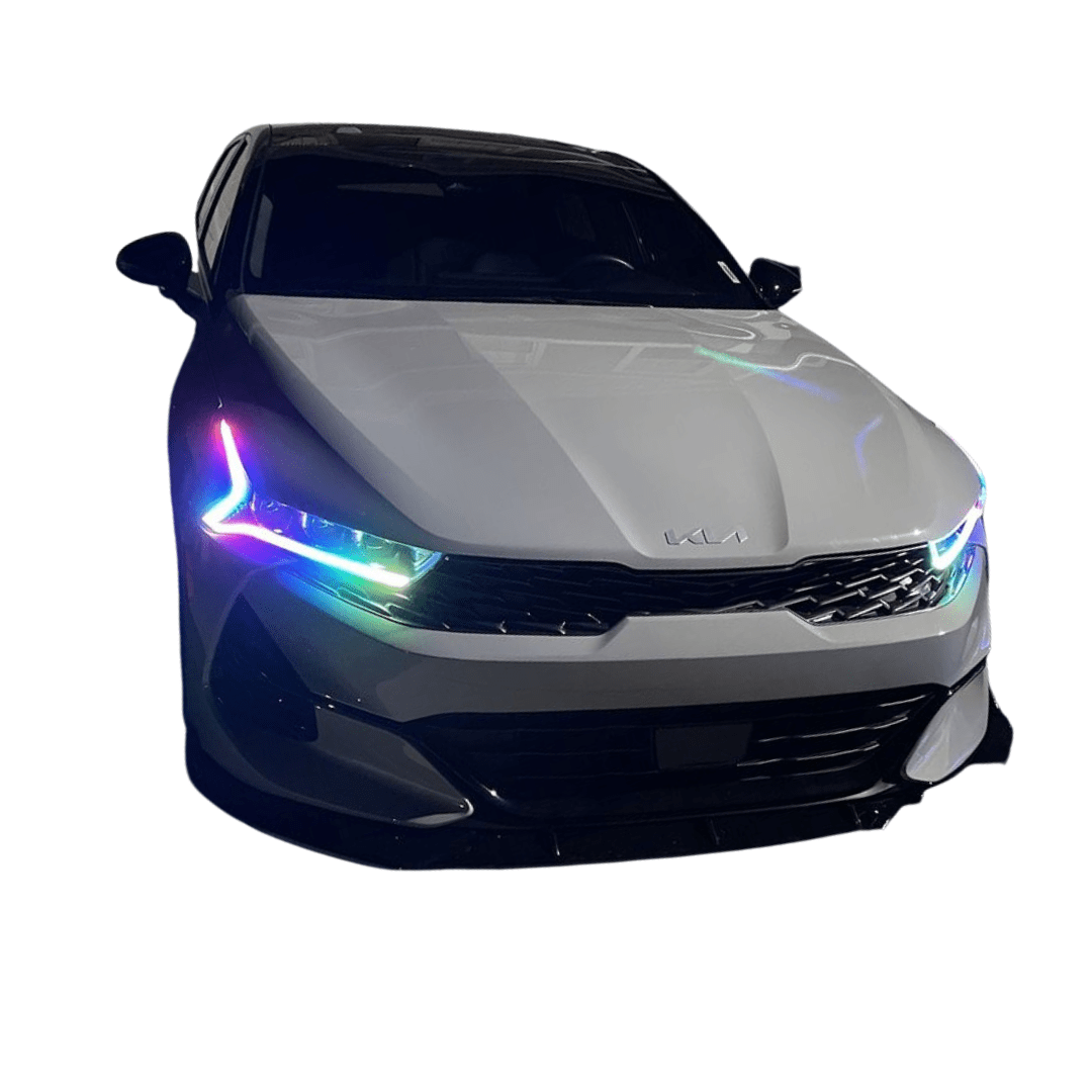 2021+ Kia K5 Flow Series/Color Chasing DRL Boards - RGB Halo Kits Multicolor Flow Series Color Chasing RGBWA LED headlight kit Colorshift Oracle Lighting Trendz OneUpLighting Morimoto theretrofitsource AutoLEDTech Diode Dynamics