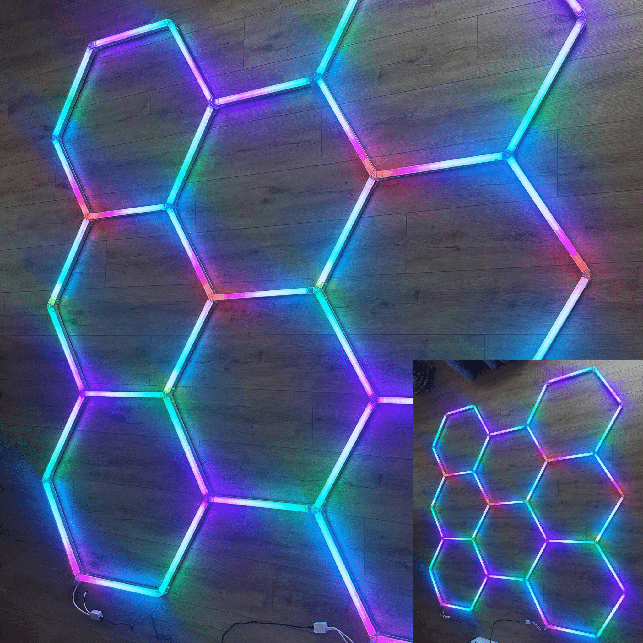 Flow Series Hexagon Garage Lighting Kit - RGB Halo Kits Multicolor Flow Series Color Chasing RGBWA LED headlight kit Oracle Lighting Trendz OneUpLighting Morimoto theretrofitsource AutoLEDTech Diode Dynamics