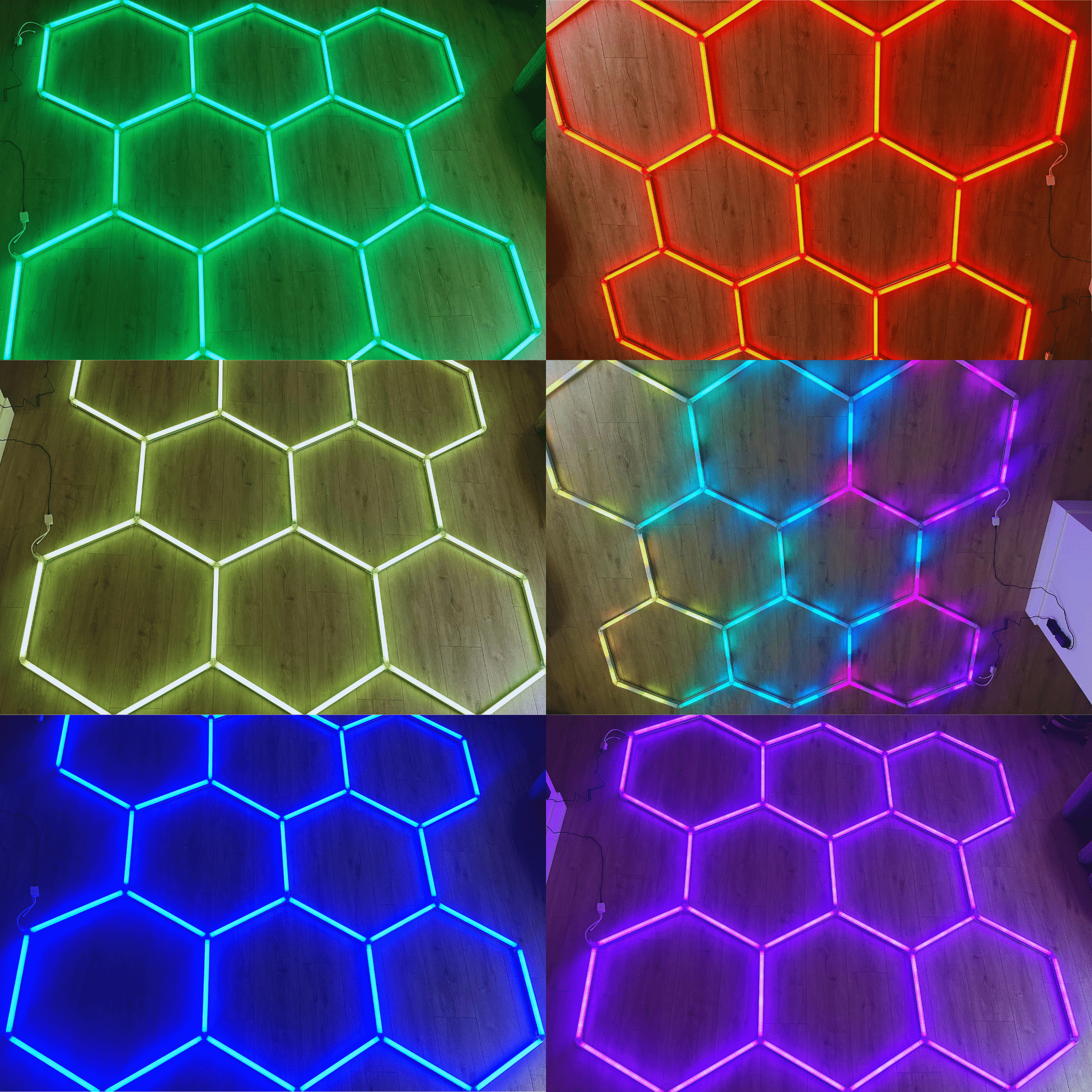 Flow Series Hexagon Garage Lighting Kit - RGB Halo Kits Multicolor Flow Series Color Chasing RGBWA LED headlight kit Oracle Lighting Trendz OneUpLighting Morimoto theretrofitsource AutoLEDTech Diode Dynamics