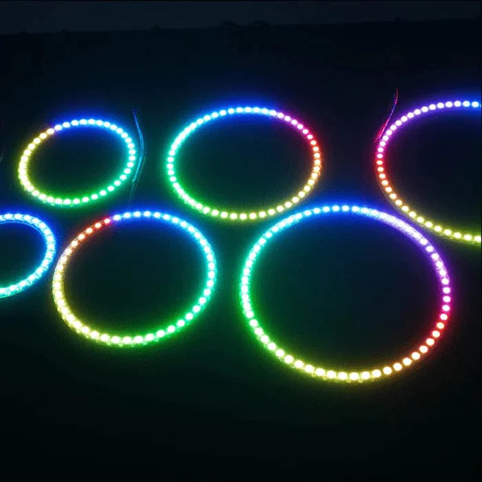 1988-2002 Chevrolet C10 Truck Multicolor Halo Kit - RGB Halo Kits Multicolor Flow Series Color Chasing RGBWA LED headlight kit Colorshift Oracle Lighting Trendz OneUpLighting Morimoto theretrofitsource AutoLEDTech Diode Dynamics