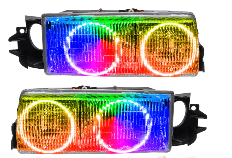 1991-1996 Chevrolet Caprice Multicolor Halo Kit - RGB Halo Kits Multicolor Flow Series Color Chasing RGBWA LED headlight kit Colorshift Oracle Lighting Trendz OneUpLighting Morimoto theretrofitsource AutoLEDTech Diode Dynamics