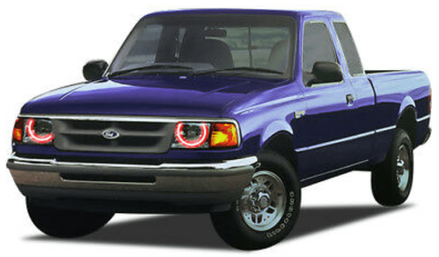 1993-1997 Ford Ranger Multicolor Halo Kit - RGB Halo Kits Multicolor Flow Series Color Chasing RGBWA LED headlight kit Colorshift Oracle Lighting Trendz OneUpLighting Morimoto theretrofitsource AutoLEDTech Diode Dynamics