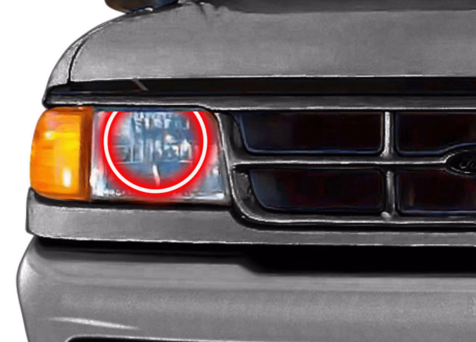 1993-1997 Ford Ranger Multicolor Halo Kit - RGB Halo Kits Multicolor Flow Series Color Chasing RGBWA LED headlight kit Colorshift Oracle Lighting Trendz OneUpLighting Morimoto theretrofitsource AutoLEDTech Diode Dynamics