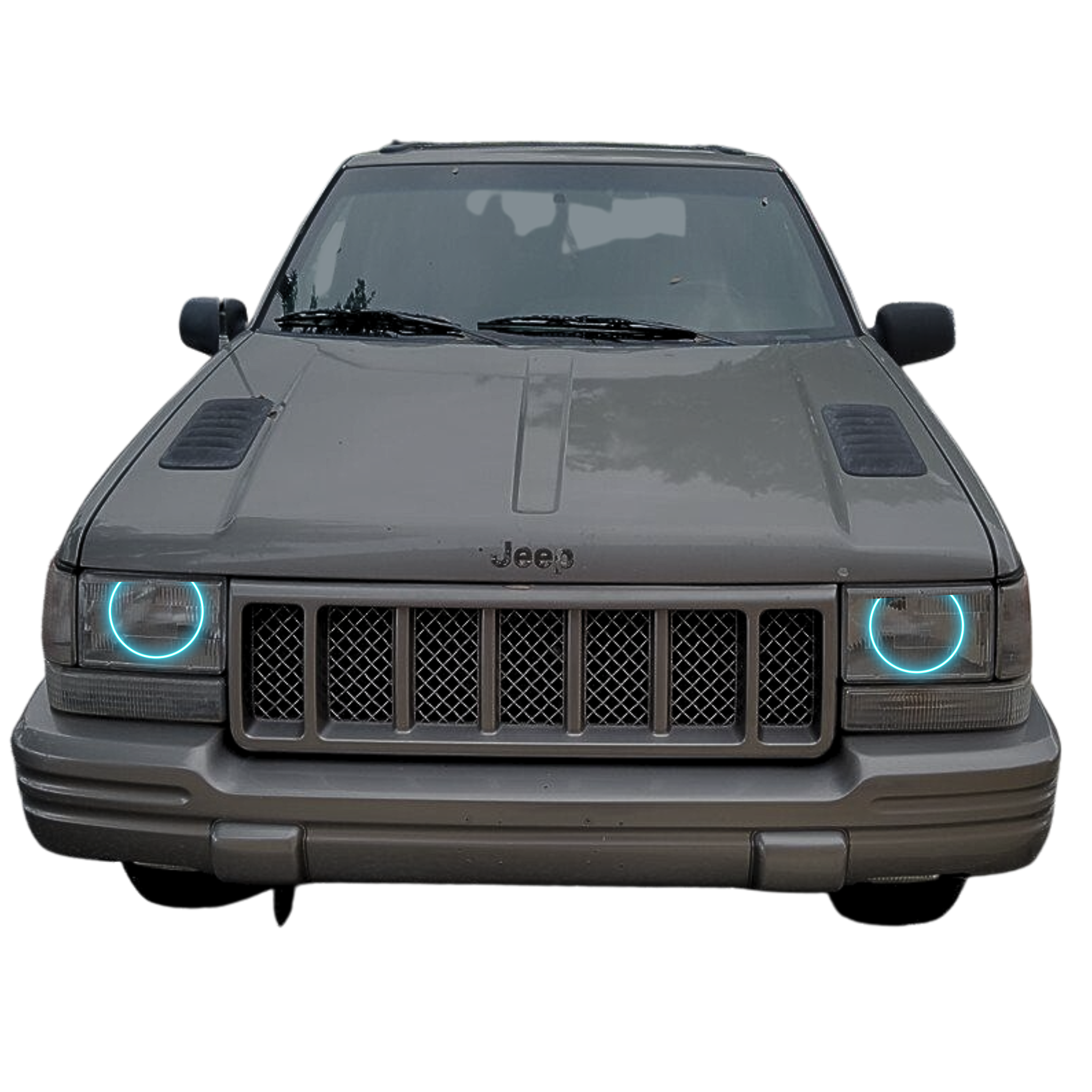 1993-1998 Jeep Grand Cherokee Multicolor Halo Kit - RGB Halo Kits Multicolor Flow Series Color Chasing RGBWA LED headlight kit Colorshift Oracle Lighting Trendz OneUpLighting Morimoto theretrofitsource AutoLEDTech Diode Dynamics