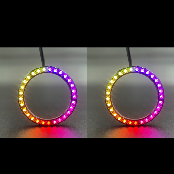 1993-1998 Jeep Grand Cherokee Multicolor Halo Kit - RGB Halo Kits Multicolor Flow Series Color Chasing RGBWA LED headlight kit Colorshift Oracle Lighting Trendz OneUpLighting Morimoto theretrofitsource AutoLEDTech Diode Dynamics