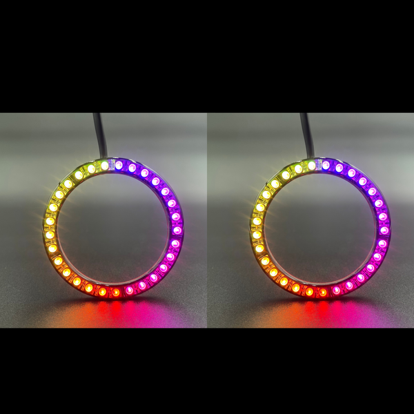 1994-1997 GMC Sonoma Multicolor Halo Kit - RGB Halo Kits Multicolor Flow Series Color Chasing RGBWA LED headlight kit Colorshift Oracle Lighting Trendz OneUpLighting Morimoto theretrofitsource AutoLEDTech Diode Dynamics