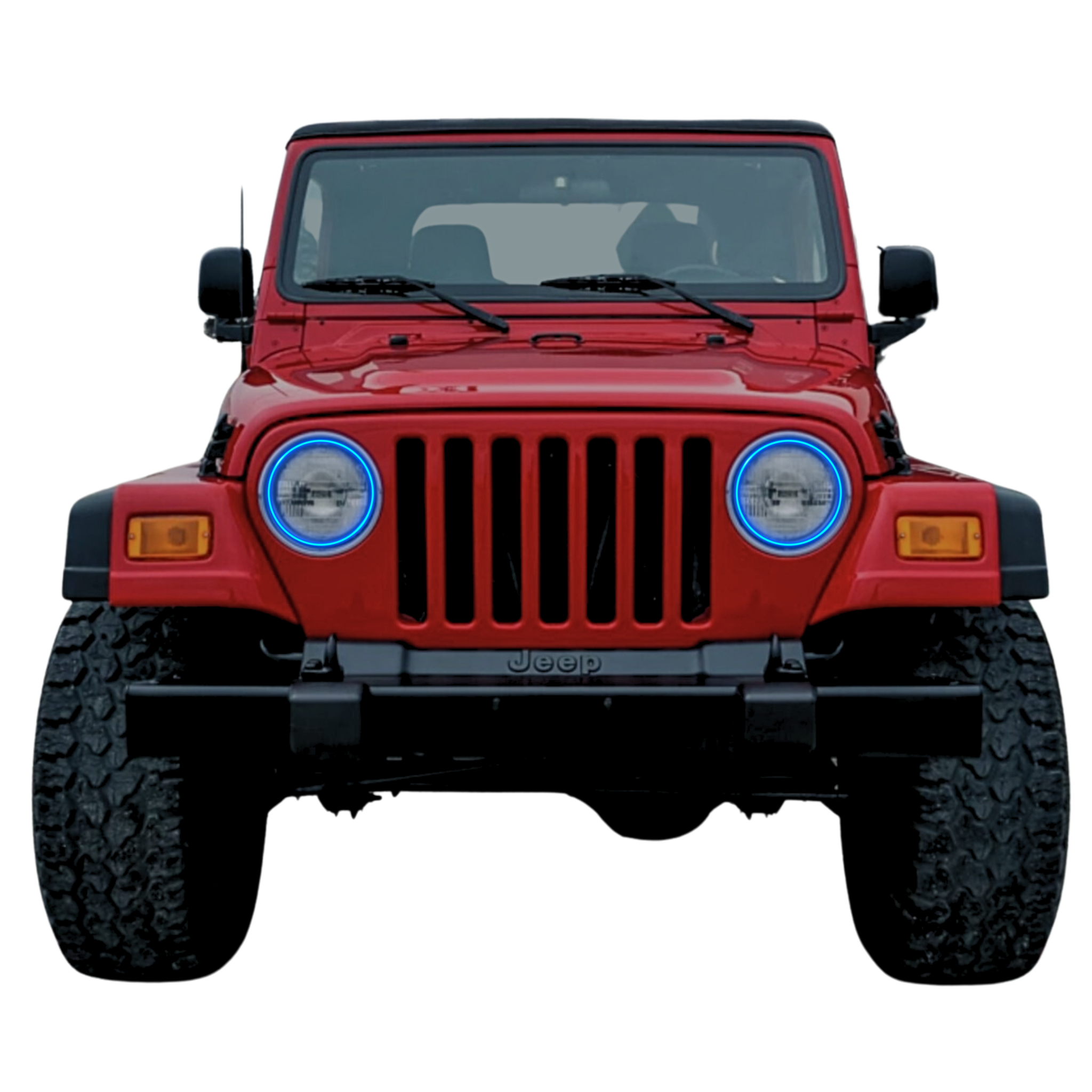 1997-2006 Jeep Wrangler Multicolor Halo Kit- Surface Mount Waterproof - RGB Halo Kits Multicolor Flow Series Color Chasing RGBWA LED headlight kit Colorshift Oracle Lighting Trendz OneUpLighting Morimoto theretrofitsource AutoLEDTech Diode Dynamics