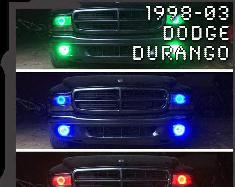 1998-2003 Dodge Durango Multicolor Halo Kit - RGB Halo Kits Multicolor Flow Series Color Chasing RGBWA LED headlight kit Colorshift Oracle Lighting Trendz OneUpLighting Morimoto theretrofitsource AutoLEDTech Diode Dynamics