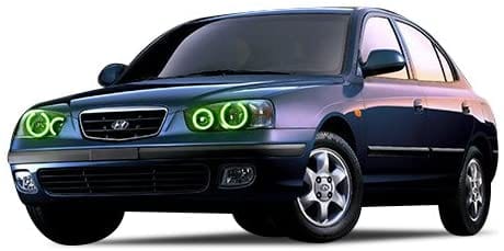 2001-2003 Hyundai Elantra Multicolor Halo Kit - RGB Halo Kits Multicolor Flow Series Color Chasing RGBWA LED headlight kit Colorshift Oracle Lighting Trendz OneUpLighting Morimoto theretrofitsource AutoLEDTech Diode Dynamics