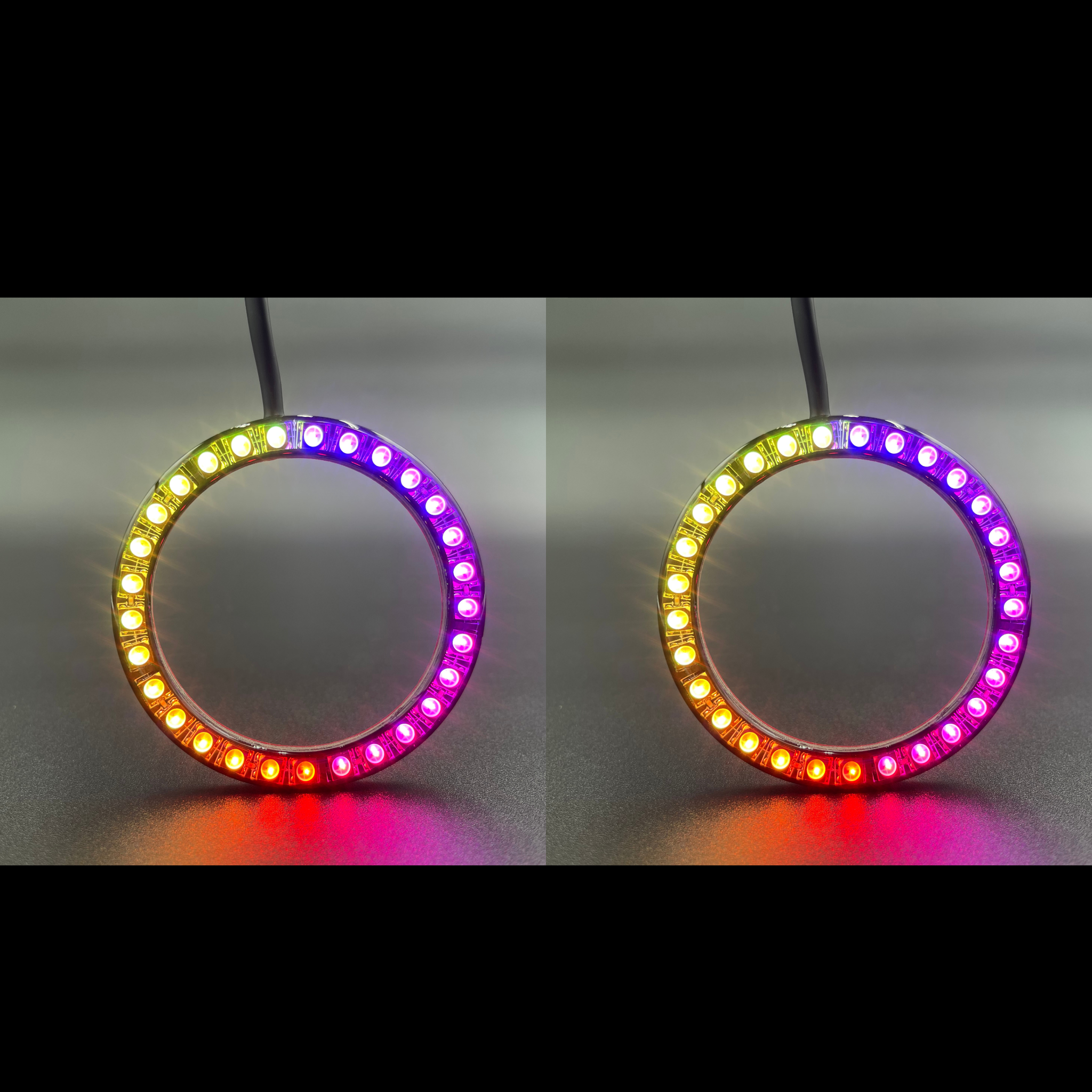 2001-2004 Nissan Frontier Triple Multicolor Halo Kit - RGB Halo Kits Multicolor Flow Series Color Chasing RGBWA LED headlight kit Colorshift Oracle Lighting Trendz OneUpLighting Morimoto theretrofitsource AutoLEDTech Diode Dynamics