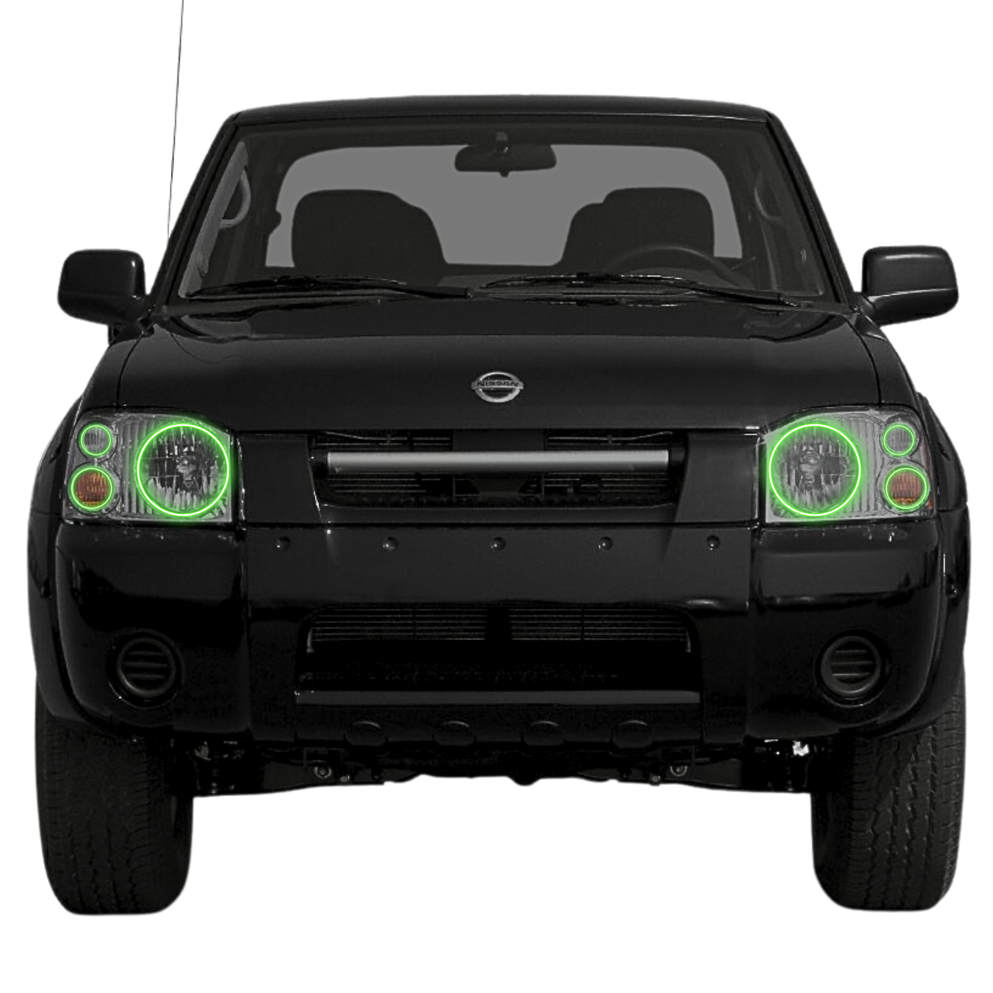 2001-2004 Nissan Frontier Triple Multicolor Halo Kit - RGB Halo Kits Multicolor Flow Series Color Chasing RGBWA LED headlight kit Colorshift Oracle Lighting Trendz OneUpLighting Morimoto theretrofitsource AutoLEDTech Diode Dynamics