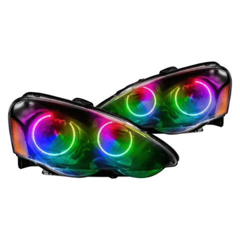 2002-2004 Acura RSX Multicolor Halo Kit - RGB Halo Kits Multicolor Flow Series Color Chasing RGBWA LED headlight kit Colorshift Oracle Lighting Trendz OneUpLighting Morimoto theretrofitsource AutoLEDTech Diode Dynamics