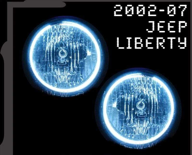 2002-2007 Jeep Liberty Multicolor Halo Kit - RGB Halo Kits Multicolor Flow Series Color Chasing RGBWA LED headlight kit Colorshift Oracle Lighting Trendz OneUpLighting Morimoto theretrofitsource AutoLEDTech Diode Dynamics