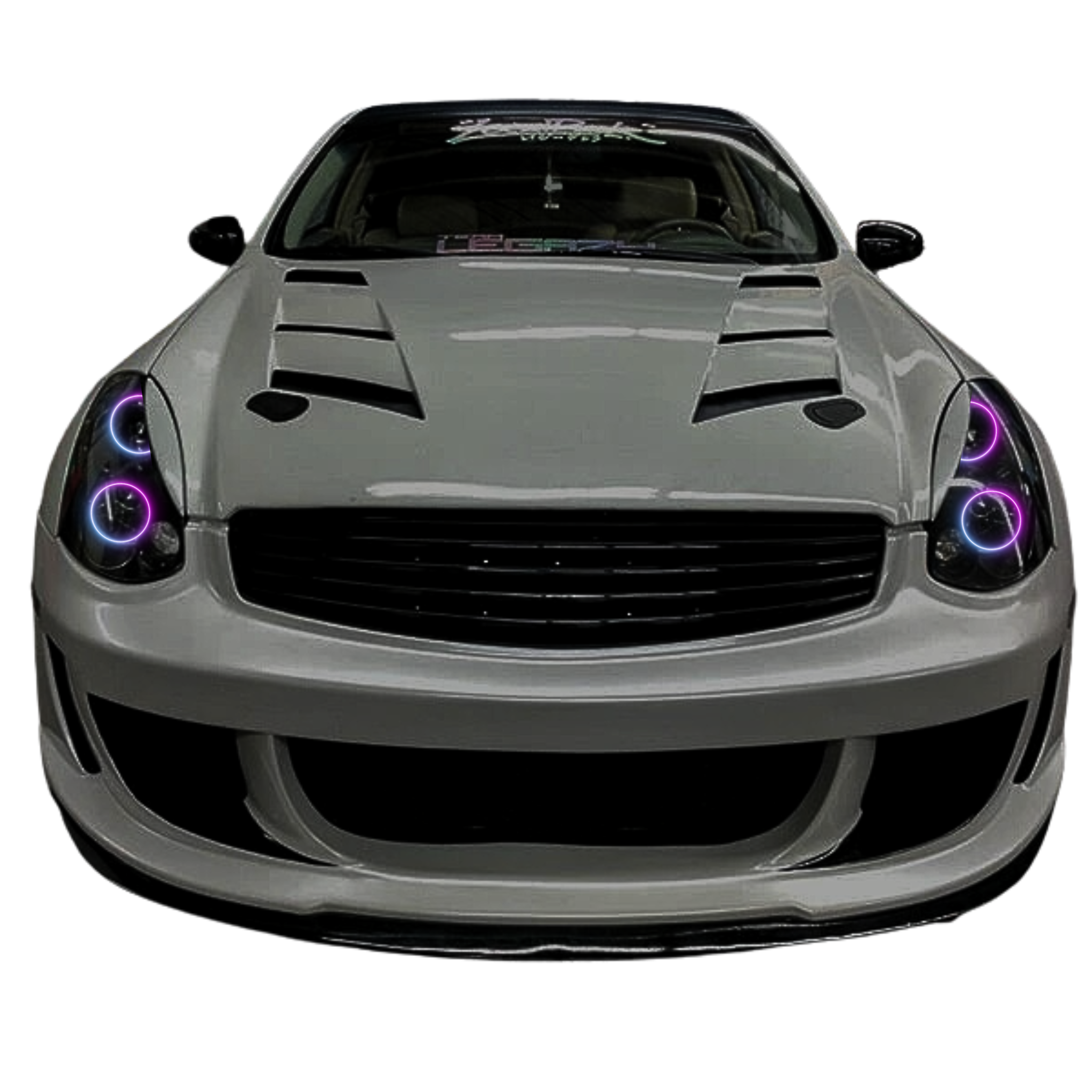 2003-2005 Infiniti G35 Coupe Multicolor Halo Kit - RGB Halo Kits Multicolor Flow Series Color Chasing RGBWA LED headlight kit Colorshift Oracle Lighting Trendz OneUpLighting Morimoto theretrofitsource AutoLEDTech Diode Dynamics