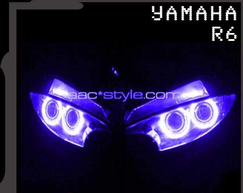 2003-2005 Yamaha R6 Motorcycle Multicolor Halo Kit - RGB Halo Kits Multicolor Flow Series Color Chasing RGBWA LED headlight kit Colorshift Oracle Lighting Trendz OneUpLighting Morimoto theretrofitsource AutoLEDTech Diode Dynamics