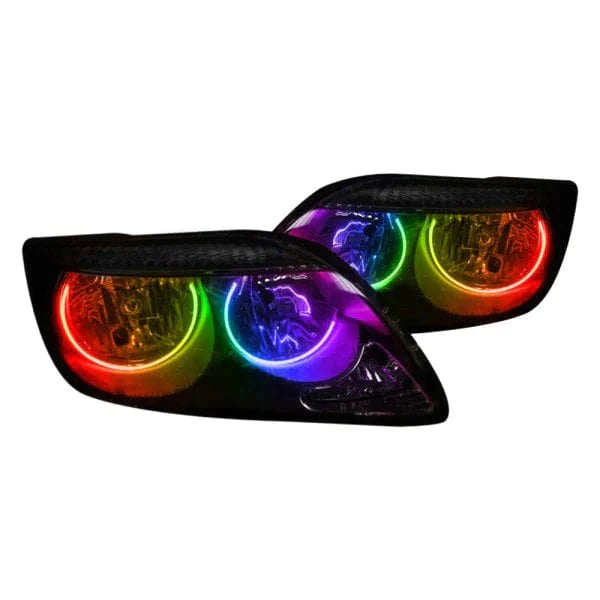 2003-2007 Scion TC Multicolor Halo Kit - RGB Halo Kits Multicolor Flow Series Color Chasing RGBWA LED headlight kit Colorshift Oracle Lighting Trendz OneUpLighting Morimoto theretrofitsource AutoLEDTech Diode Dynamics