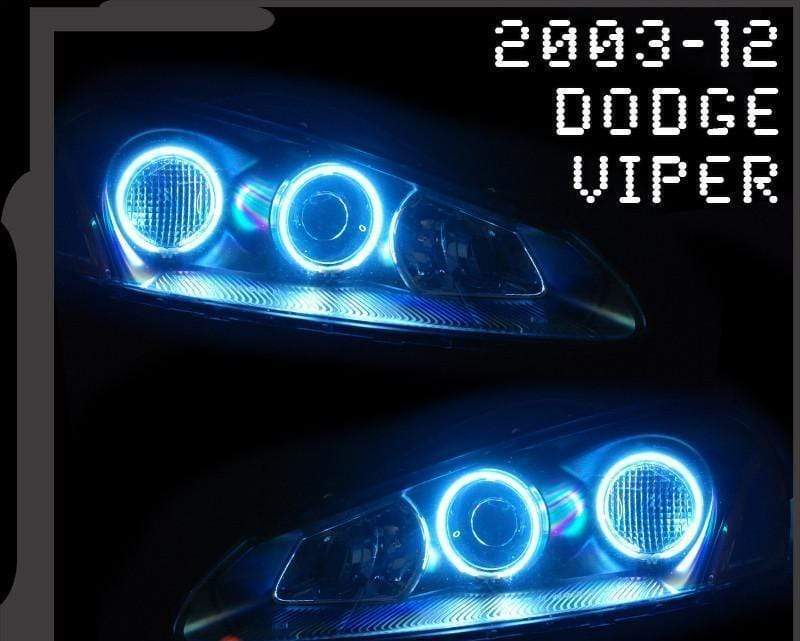 2003-2012 Dodge Viper SRT-10 Multicolor Halo Kit - RGB Halo Kits Multicolor Flow Series Color Chasing RGBWA LED headlight kit Colorshift Oracle Lighting Trendz OneUpLighting Morimoto theretrofitsource AutoLEDTech Diode Dynamics