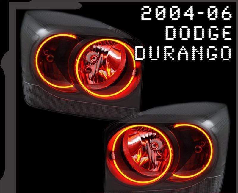 2004-2006 Dodge Durango Multicolor Halo Kit - RGB Halo Kits Multicolor Flow Series Color Chasing RGBWA LED headlight kit Colorshift Oracle Lighting Trendz OneUpLighting Morimoto theretrofitsource AutoLEDTech Diode Dynamics