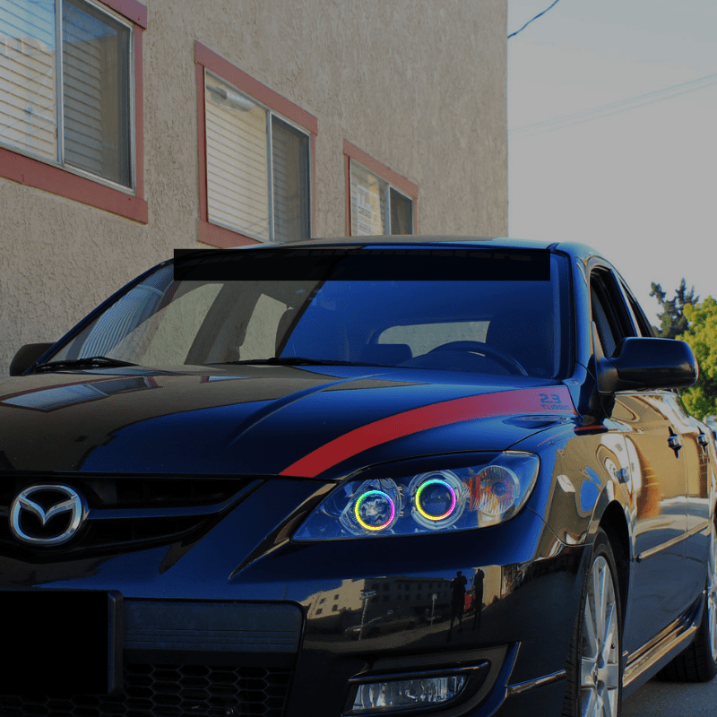 2004-2009 Mazda 3 Multicolor Halo Kit - RGB Halo Kits Multicolor Flow Series Color Chasing RGBWA LED headlight kit Colorshift Oracle Lighting Trendz OneUpLighting Morimoto theretrofitsource AutoLEDTech Diode Dynamics