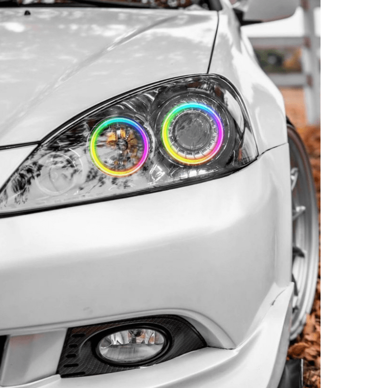 2005-2006 Acura RSX Multicolor Halo Kit - RGB Halo Kits Multicolor Flow Series Color Chasing RGBWA LED headlight kit Colorshift Oracle Lighting Trendz OneUpLighting Morimoto theretrofitsource AutoLEDTech Diode Dynamics