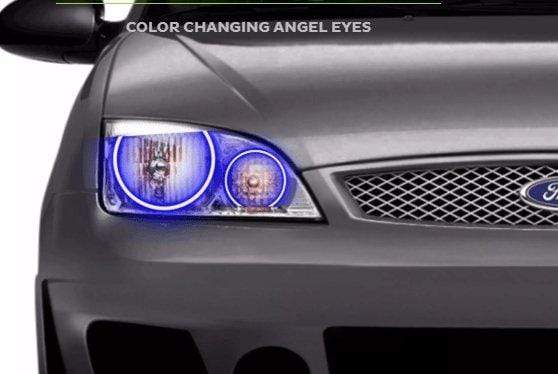 2005-2007 Ford Focus Multicolor Halo Kit - RGB Halo Kits Multicolor Flow Series Color Chasing RGBWA LED headlight kit Colorshift Oracle Lighting Trendz OneUpLighting Morimoto theretrofitsource AutoLEDTech Diode Dynamics