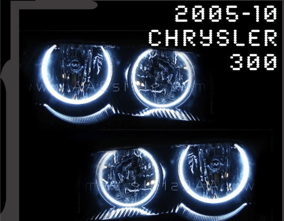 2005-2010 Chrysler 300 Multicolor Halo Kit (Base Model) - RGB Halo Kits Multicolor Flow Series Color Chasing RGBWA LED headlight kit Colorshift Oracle Lighting Trendz OneUpLighting Morimoto theretrofitsource AutoLEDTech Diode Dynamics