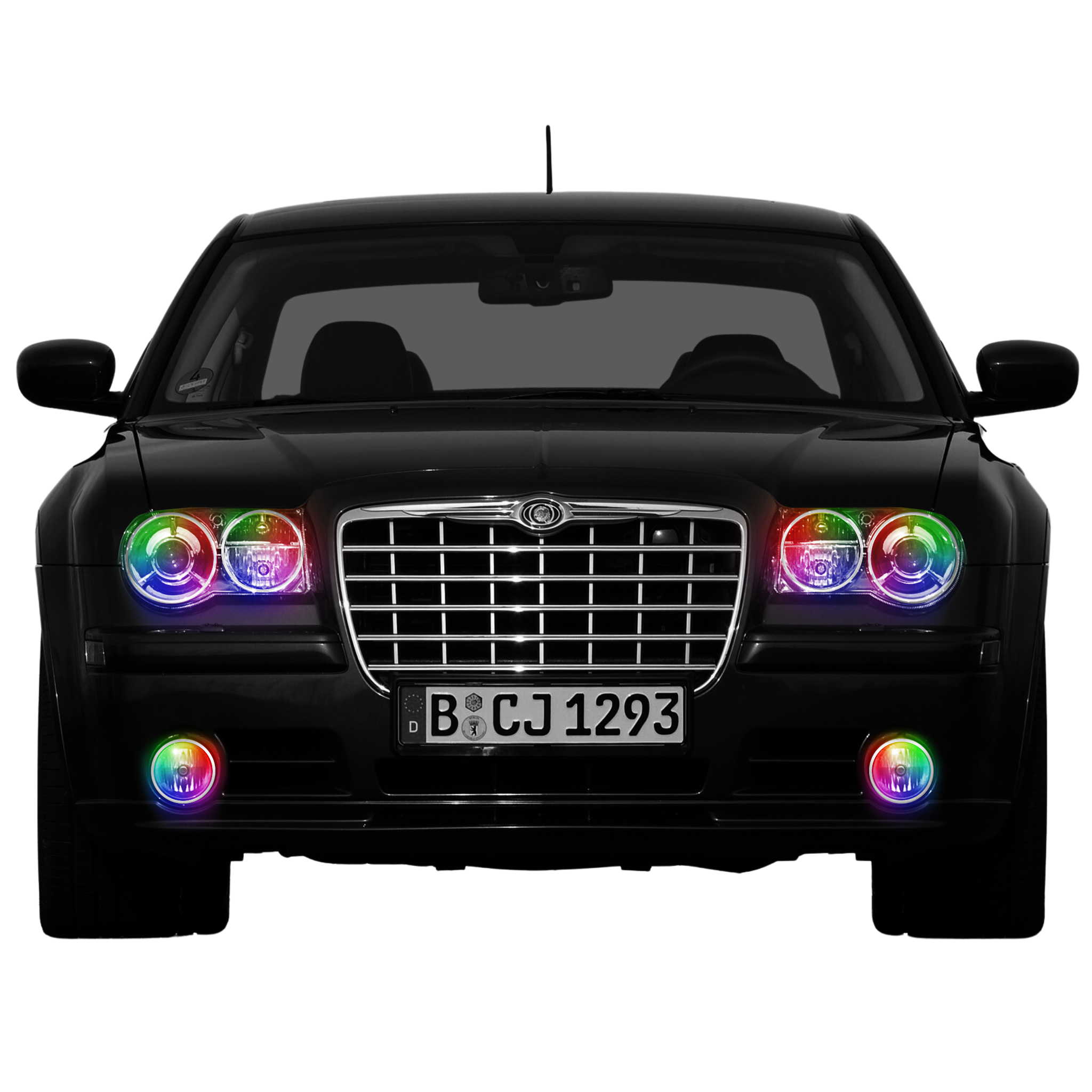 2005-2010 Chrysler 300 Multicolor Halo Kit (Base Model) - RGB Halo Kits Multicolor Flow Series Color Chasing RGBWA LED headlight kit Colorshift Oracle Lighting Trendz OneUpLighting Morimoto theretrofitsource AutoLEDTech Diode Dynamics