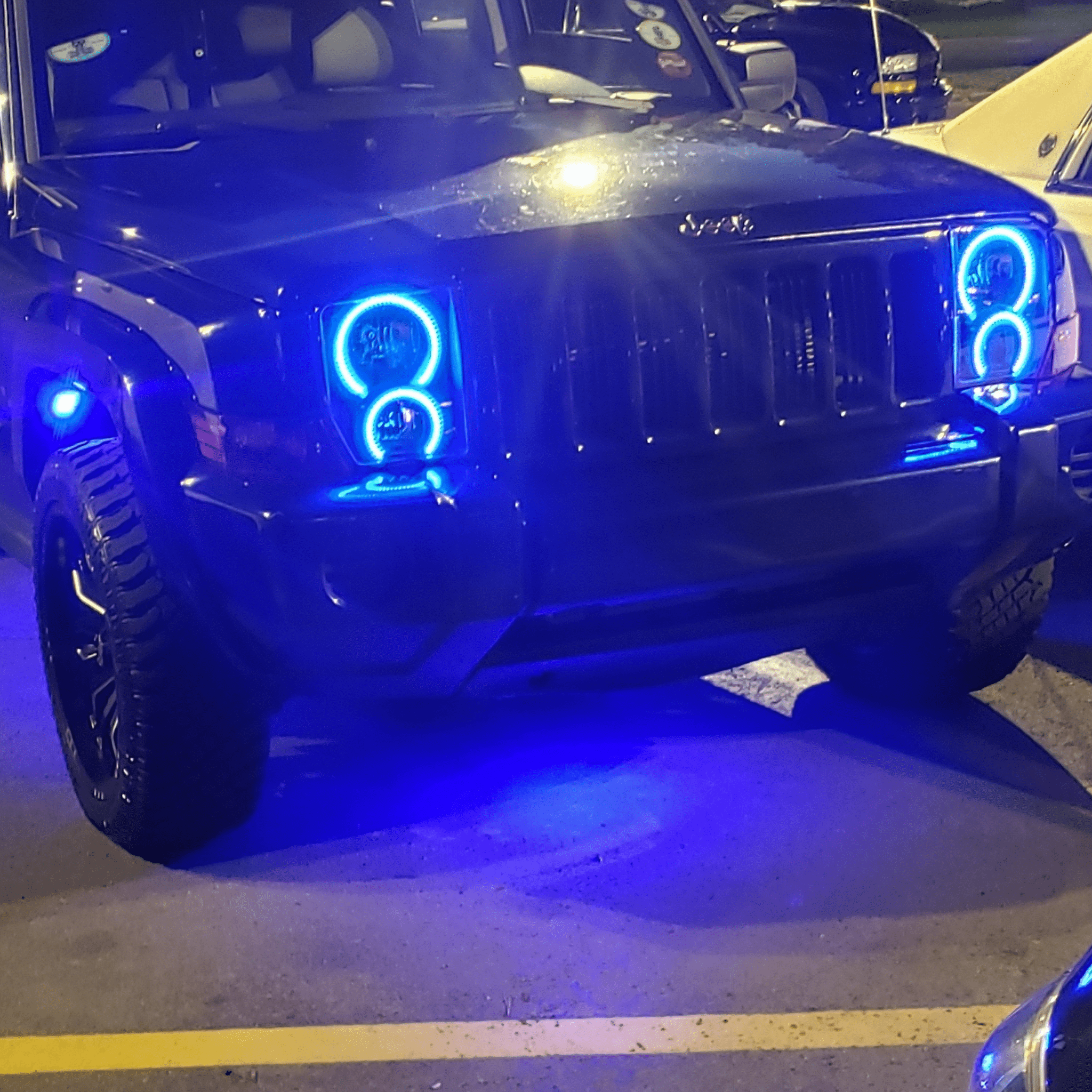 2005-2010 Jeep Commander Multicolor Halo Kit - RGB Halo Kits Multicolor Flow Series Color Chasing RGBWA LED headlight kit Colorshift Oracle Lighting Trendz OneUpLighting Morimoto theretrofitsource AutoLEDTech Diode Dynamics